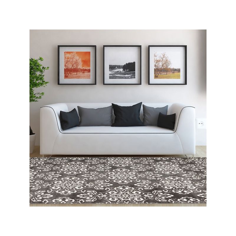 OBSESSIONS Anti-Static Ethnic Motif Carpet, Taupe (4 x 6 Feet)