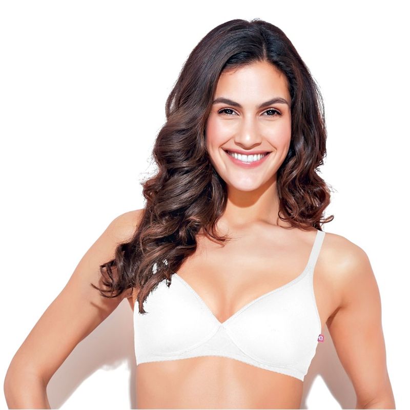 Enamor A039 Perfect Coverage T-Shirt Bra - Supima Cotton Padded Wirefree Medium Coverage - White