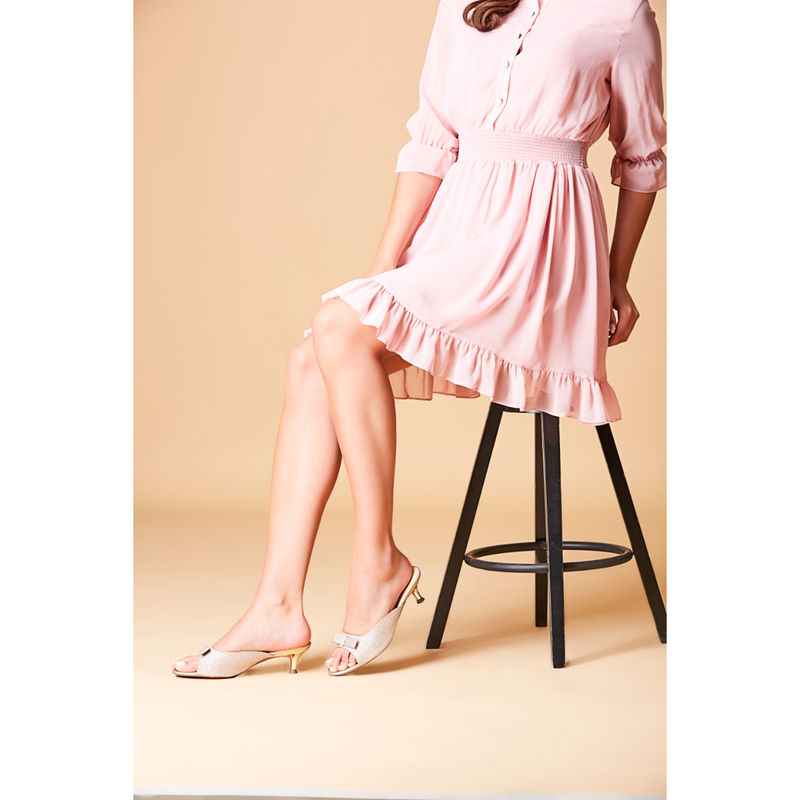 Lemon & Pepper Rose Gold Kitten Heels Mules (EURO 40)