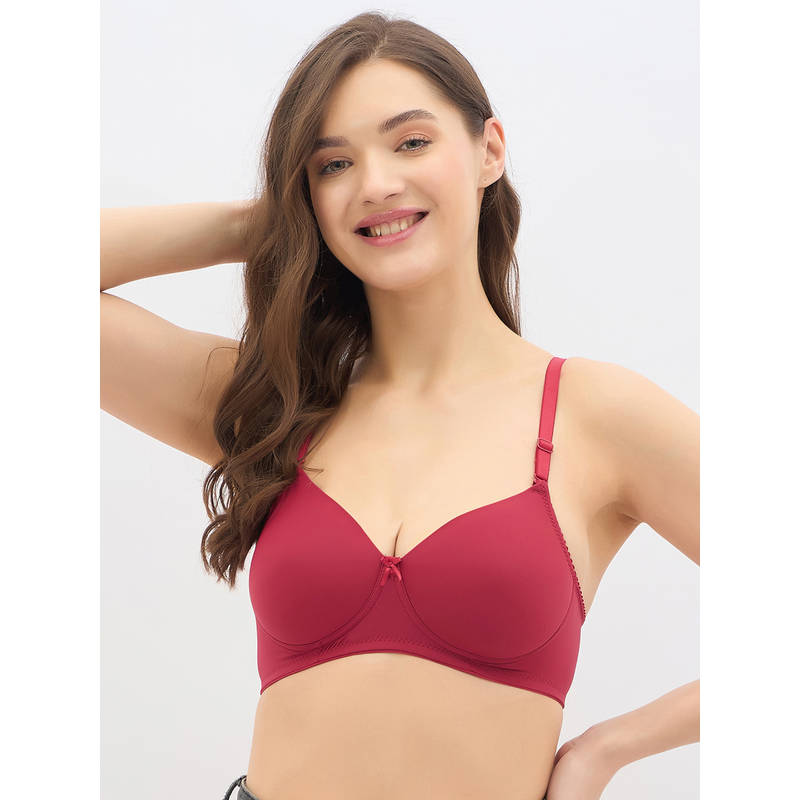 Clovia Maroon Padded Non-Wired Full Coverage Multiway T-Shirt Bra (36C)