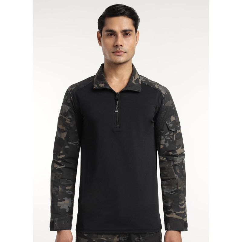 MountMiller Men's Camouflage Full Sleeve Ripstop Tactical Polo T-Shirt | Moisture-Wicking | UV Protective (S)