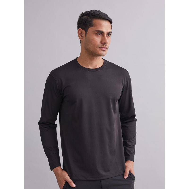 MountMiller Men's Solid Full Sleeve Ripstop Tactical T-Shirt | Anti-Odor | Moisture-Wicking | UV Protective (L)