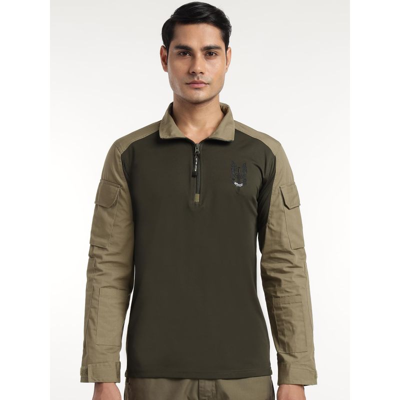 MountMiller Men's Solid Full Sleeve Ripstop Tactical Polo T-Shirt | Anti-Odor | Moisture-Wicking | UV Protective (S)