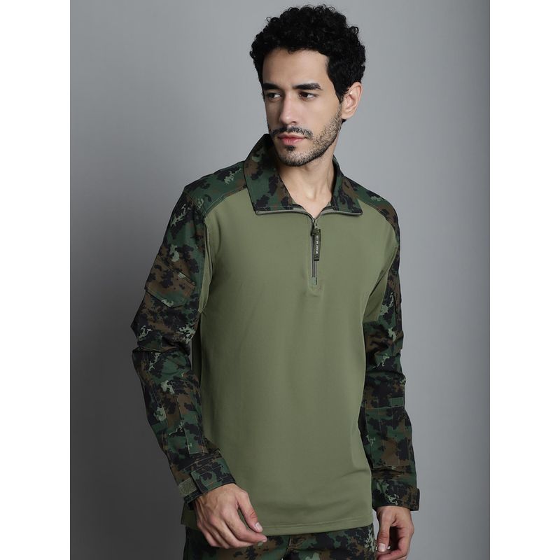 MountMiller Men's Camouflage Full Sleeve Ripstop Tactical Polo T-Shirt |Moisture-Wicking | UV Protective (S)