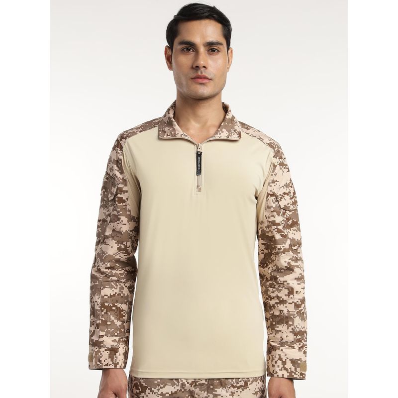 MountMiller Men's Camouflage Full Sleeve Ripstop Tactical Polo T-Shirt |Moisture-Wicking | UV Protective (L)