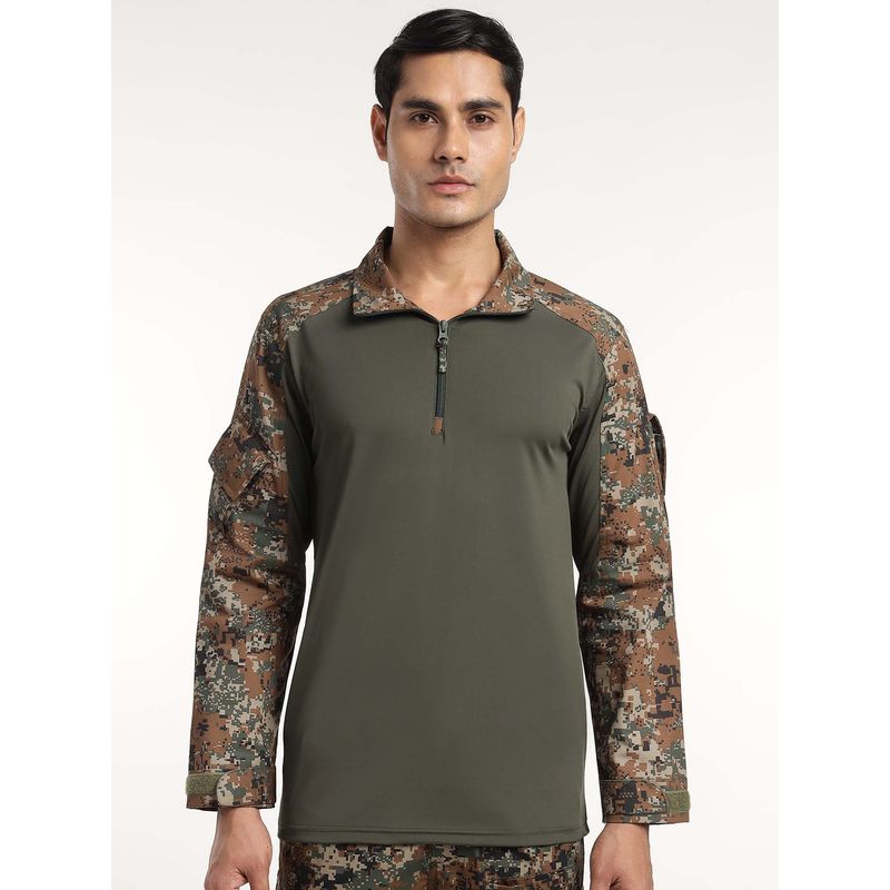 MountMiller Men's Camouflage Full Sleeve Ripstop Tactical Polo T-Shirt |Moisture-Wicking | UV Protective (S)