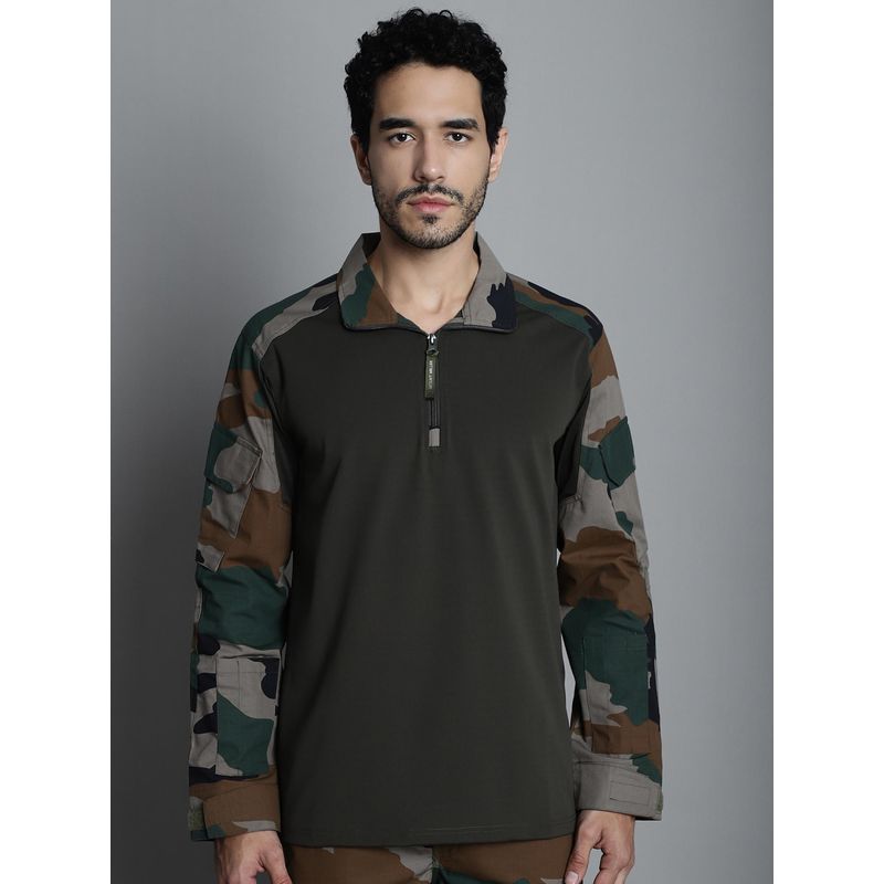 MountMiller Men's Camouflage Full Sleeve Ripstop Tactical Polo T-Shirt |Moisture-Wicking | UV Protective (S)