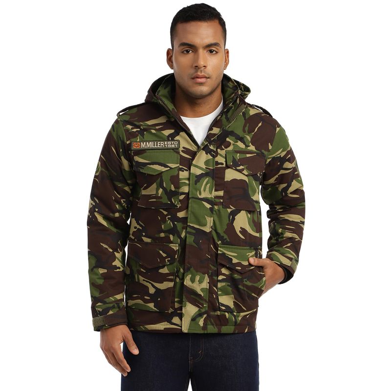 MountMiller Men's Camouflage M65 Ripstop Field Hooded Tactical Jacket | Multi-Pocket | Abrasion-Resistant (XL)