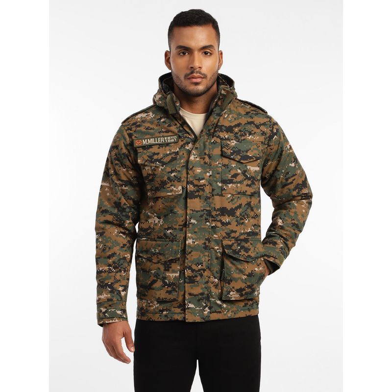 MountMiller Men's Camouflage M65 Ripstop Field Hooded Tactical Jacket | Multi-Pocket | Abrasion-Resistant (2XL)