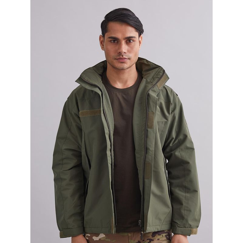 MountMiller Men's Solid Airshell Hooded Tactical Wind Jacket | Water-Repellent, Multi-Pocket, Abrasion-Resistant (XL)