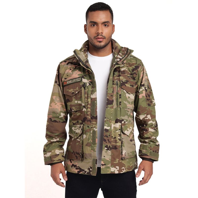 MountMiller Men's Multicam 3 Layer Brigadier windproof, water resistant, adjustable hood Cuffs Jacket (L)