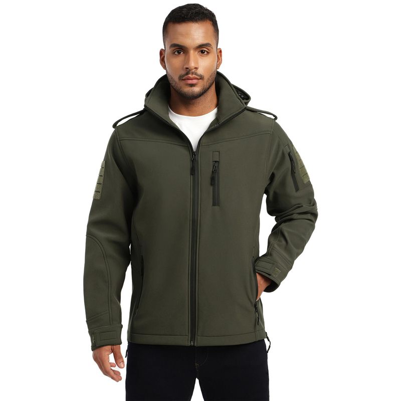 MountMiller Men's Full Sleeve Hooded Neck Olive Green Falcon X9 Ripstop Lycra Hoodie (S)