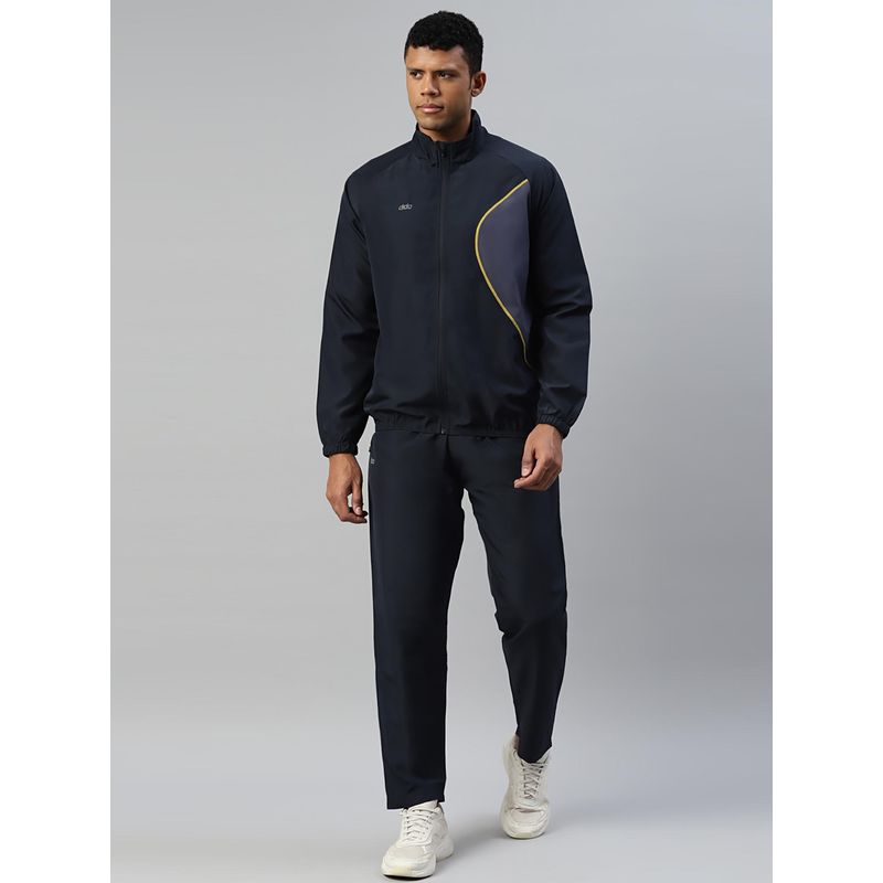 Dida Navy Blue Light Stretchable Regular Dry Fit Track Suit (Set of 2) (XL)