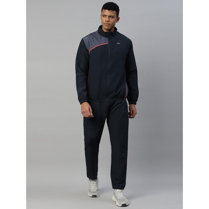 Dida Navy Blue Light Stretchable Regular Dry Fit Track Suit (Set of 2) (L)