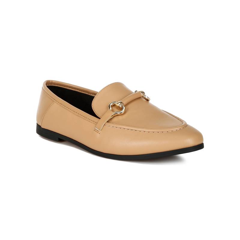 London Rag Womens Horsebit Embellished Loafers Tan (EURO 38)