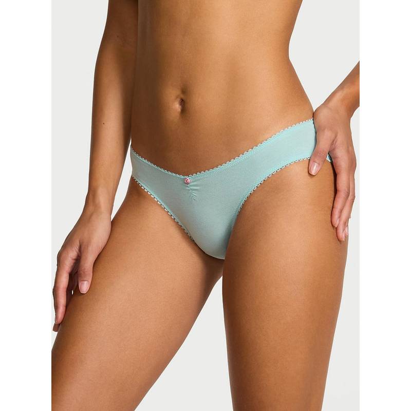 Victoria's Secret Blue Stretch Cotton Heart Lace Bikini Panty (XL)