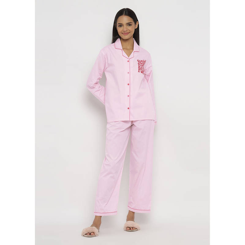 Shopbloom Girls Just Wanna Have Fun Long Sleeve Women's Shirt & Pyjama (Set of 2) (4XL)