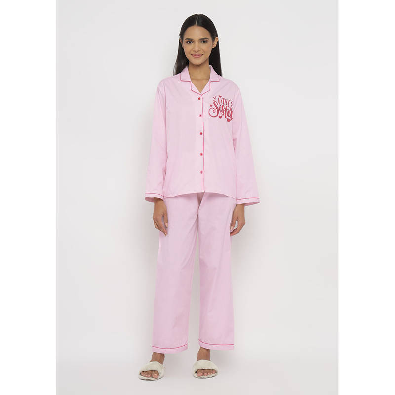 Shopbloom Little Sister Glitter Long Sleeve Women's Shirt & Pyjama (Set of 2) (S)
