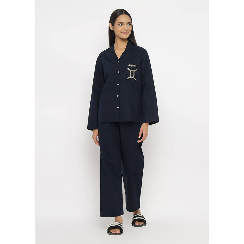 Shopbloom Gemini Print Long Sleeve Women's Shirt & Pyjama (Set of 2) (XS)