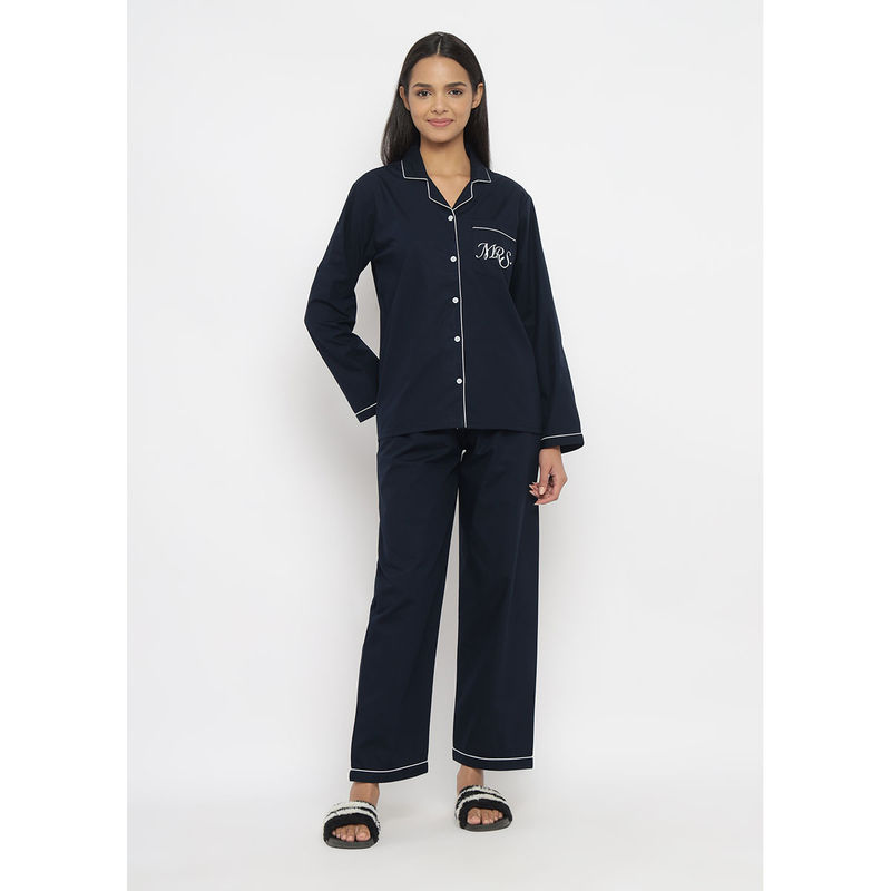 Shopbloom Mrs. Glitter Print Long Sleeve Women's Shirt & Pyjama (Set of 2) (XS)