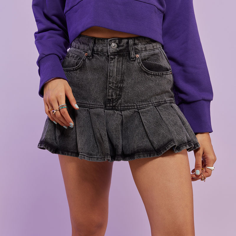 Buy MIXT by Nykaa Fashion Black Frill High Waist Mini Skirt Online