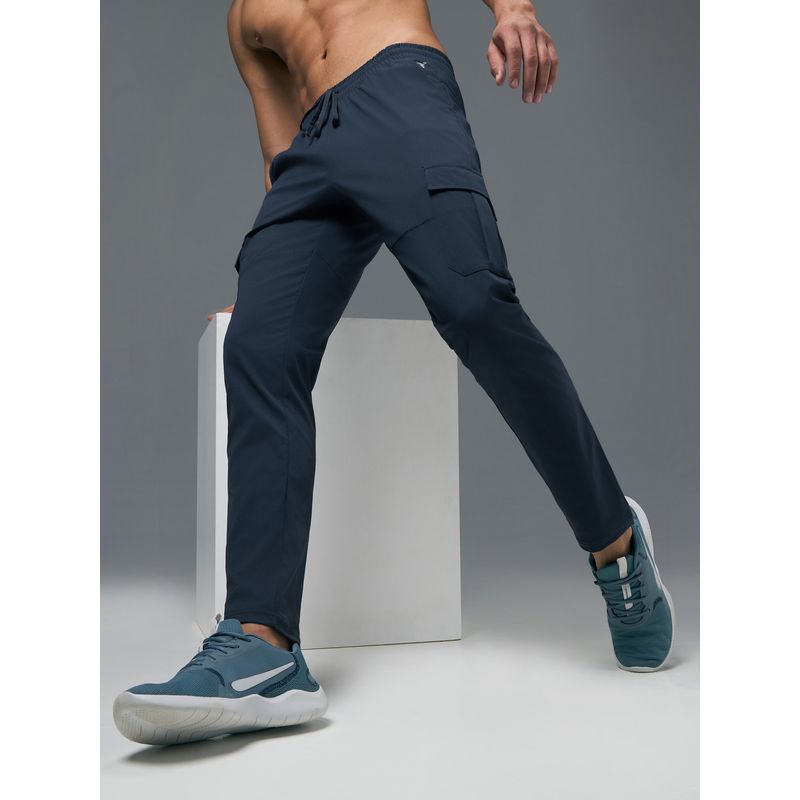 Technosport Ts Flexi Men's Blue Solid Relax Fit Sports Cargo Track Pant (XL)