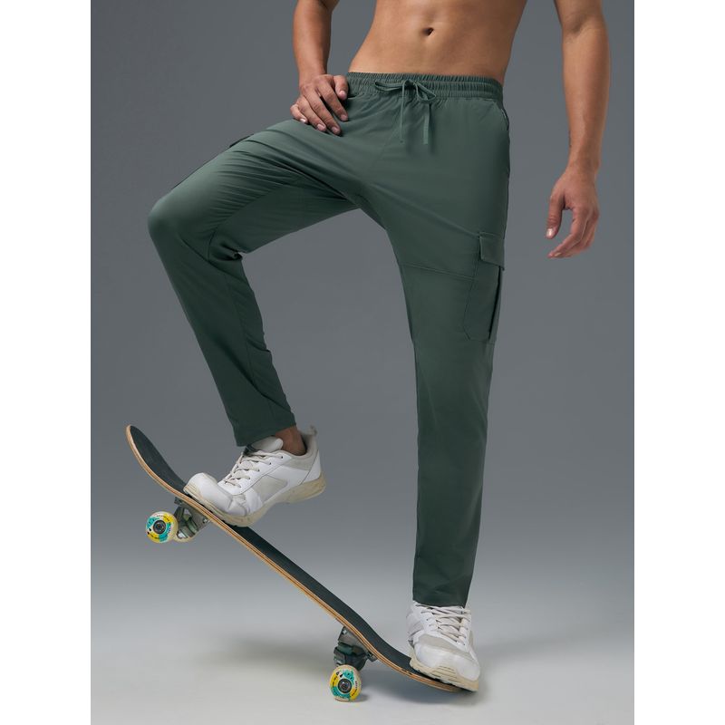 Technosport Ts Flexi Men's Green Solid Relax Fit Sports Cargo Track Pant (XL)