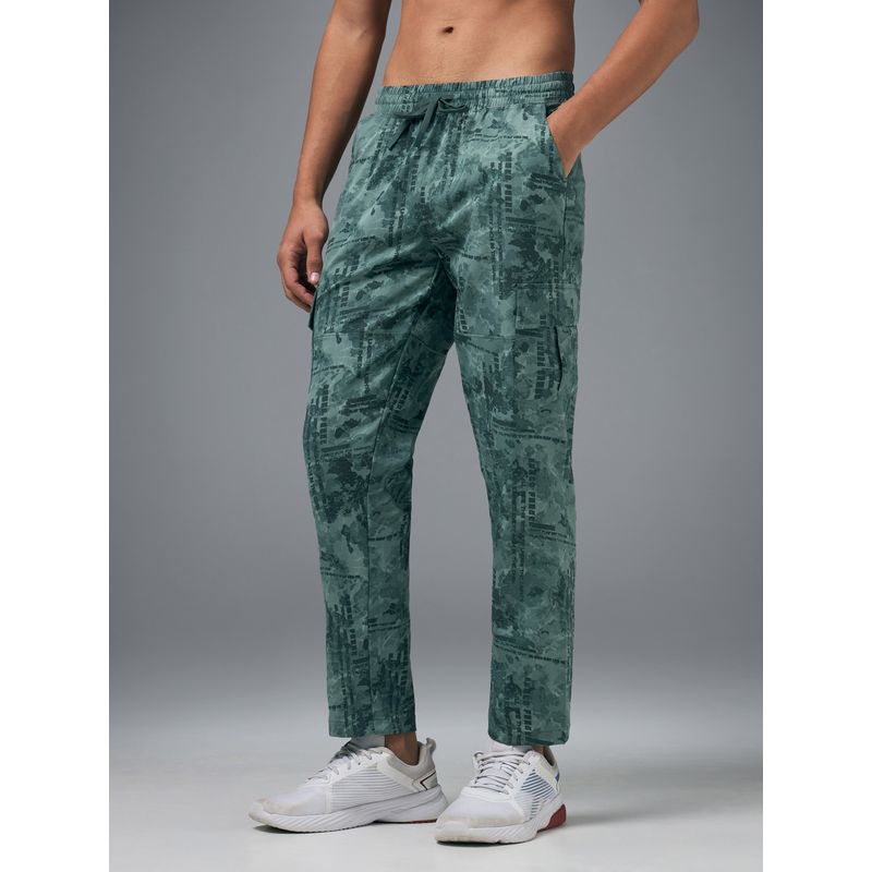Technosport Lytra Men's Green Printed Straight Fit Sports Cargo Track Pant (M)