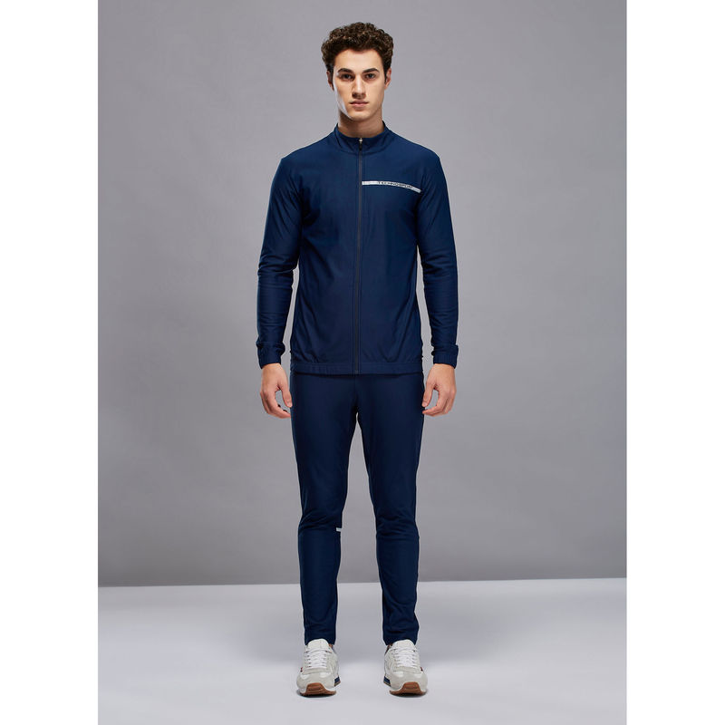 Technosport Men Navy Blue Solid Slim Fit Tracksuits with Duracool+ (2XL)