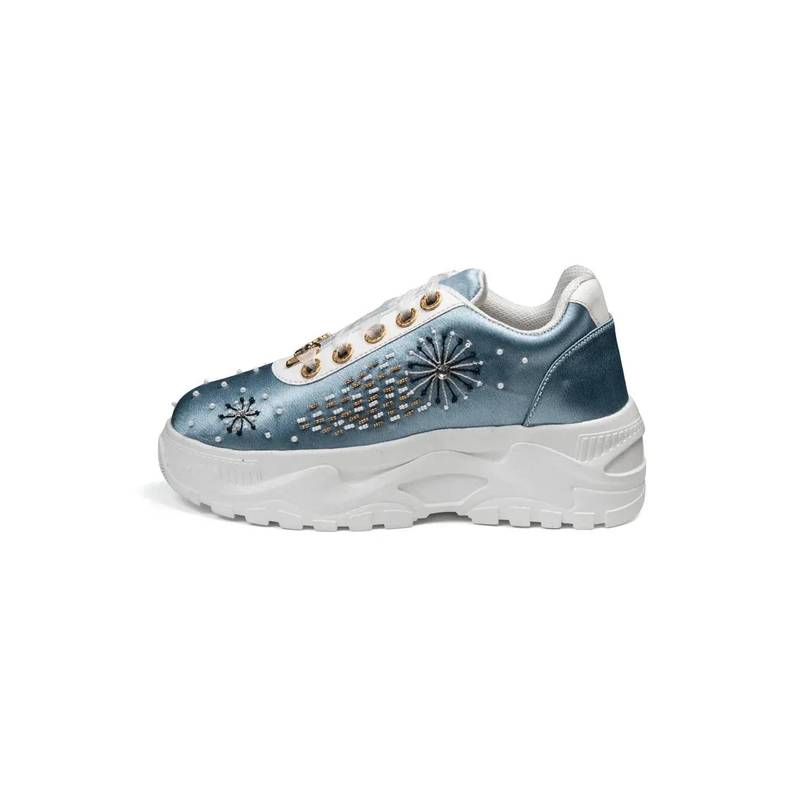 RETTROSE The Lauren Luxury Dusky Blue Satin Embellished Trainer (UK 3)
