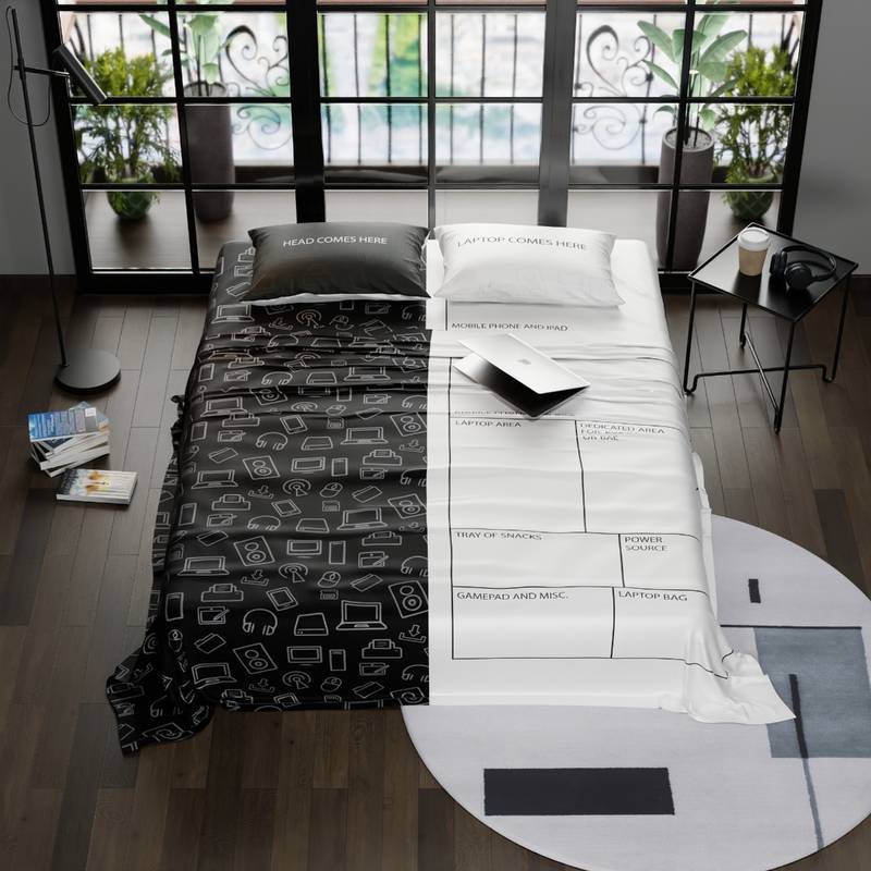 Buy QuirkLoom Laptop and Life Essentials Satin Double Bedsheet with 2 ...