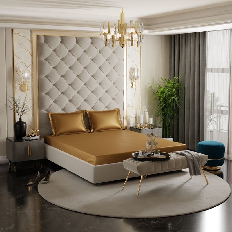 Buy Stoa Paris Eternal Glow Gold Fitted Sheet with 2 Pillow Cover Online