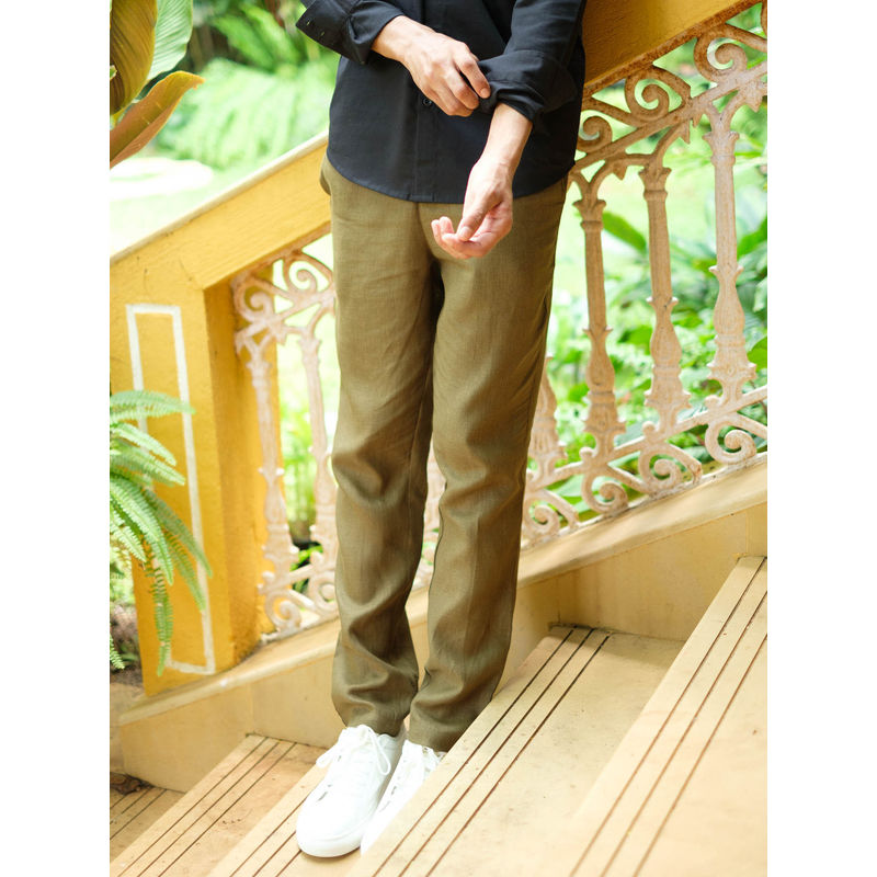 Creatures of Habit Linen Easy Pants- Olive Green (S)