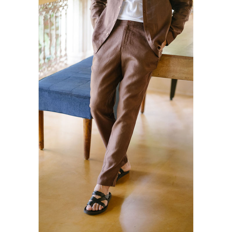 Creatures of Habit Linen Easy Pants- Tree Trunk Brown (S)