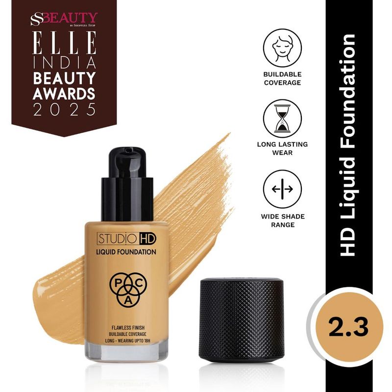 PAC Studio HD Liquid Foundation 2.3 - Lightweight Dewy Satin Finish, Medium to Buildable Coverage