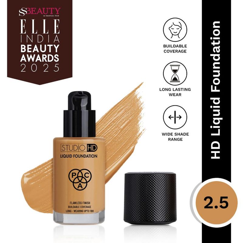 PAC Studio HD Liquid Foundation 2.5 - Lightweight Dewy Satin Finish, Medium to Buildable Coverage