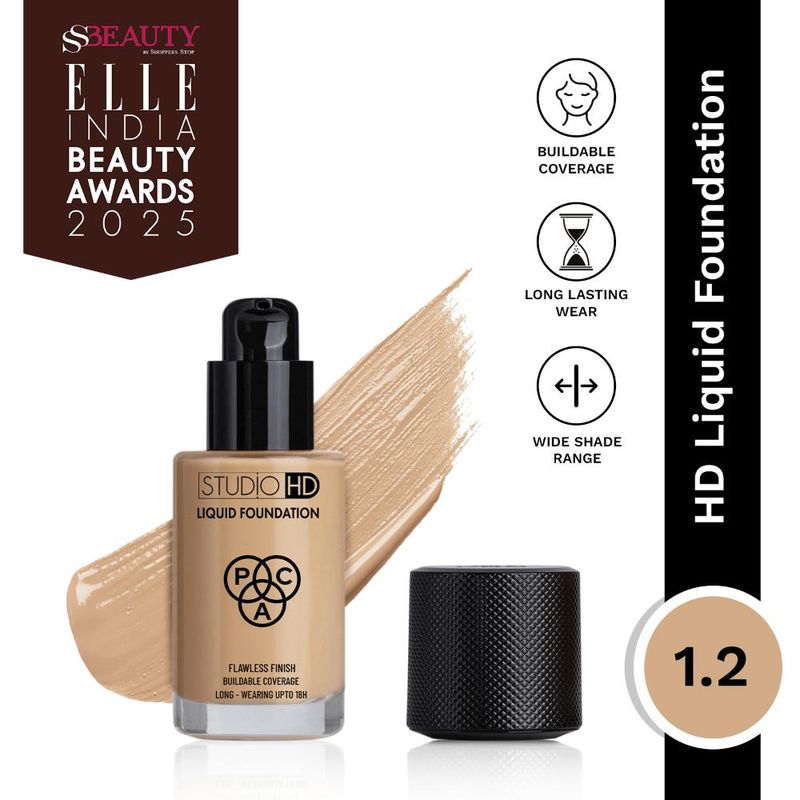 PAC Studio HD Liquid Foundation 1.2 - Lightweight Dewy Satin Finish, Medium to Buildable Coverage