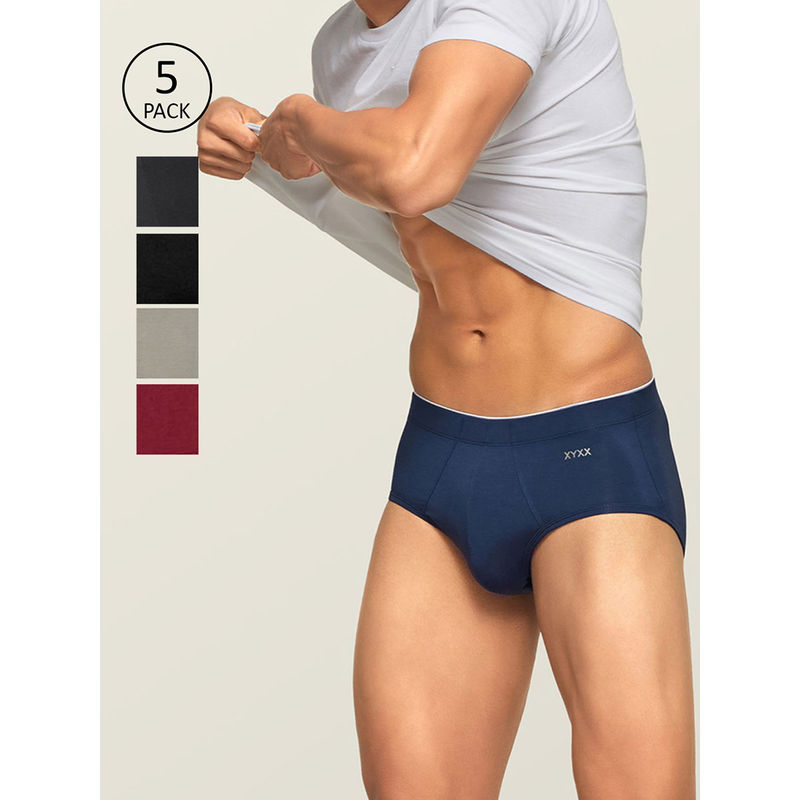 XYXX Men Intellisoft Antimicrobial Micro Modal Uno Briefs Pack Of 5 (S)