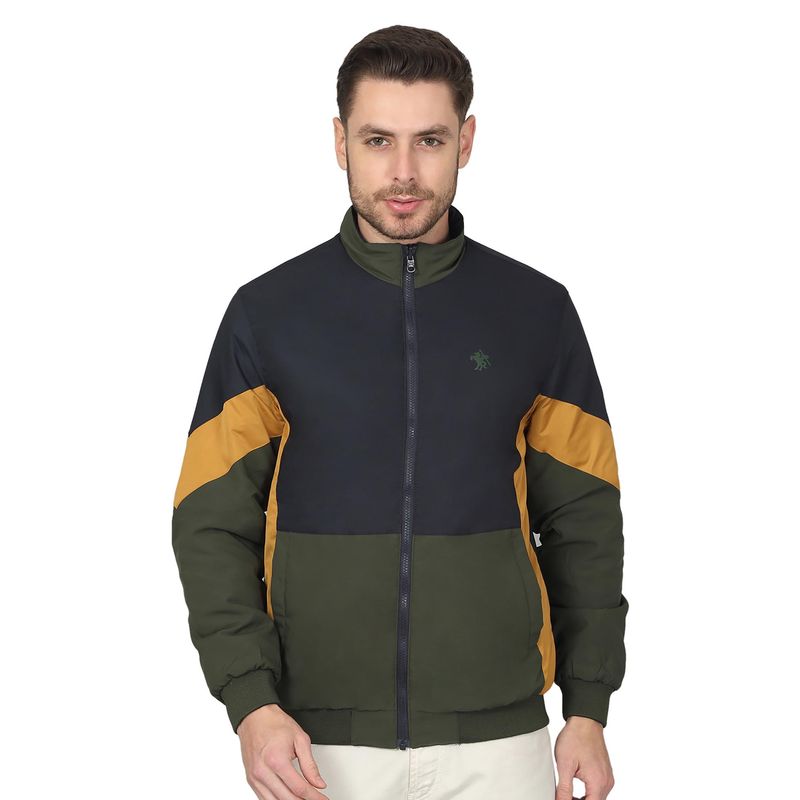 Cantabil Men Solid Navy Blue Casual Reversible Jacket (M)