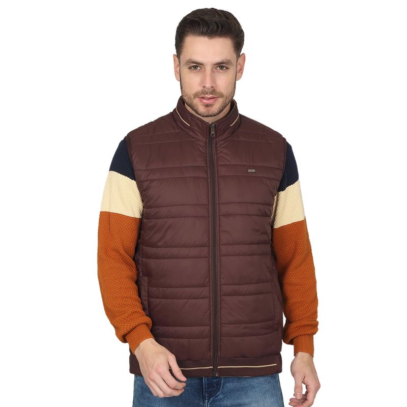 Cantabil Men Solid Wine Casual Reversible Jacket (XL)