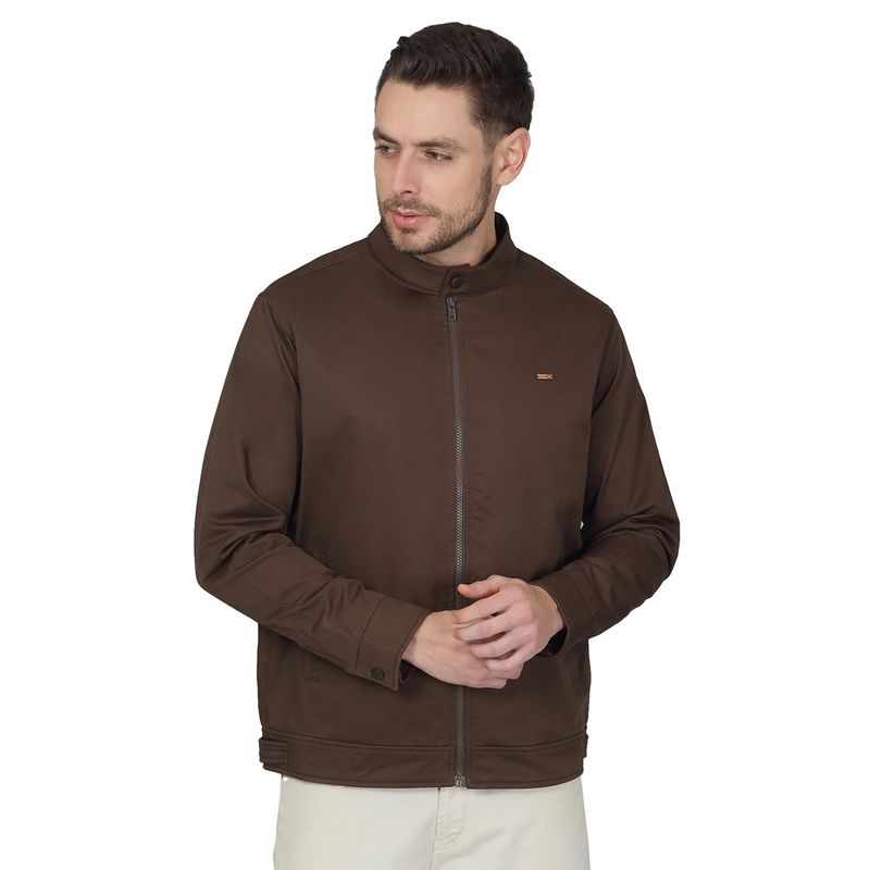 Cantabil Men Solid Dark Brown Casual Jacket (M)