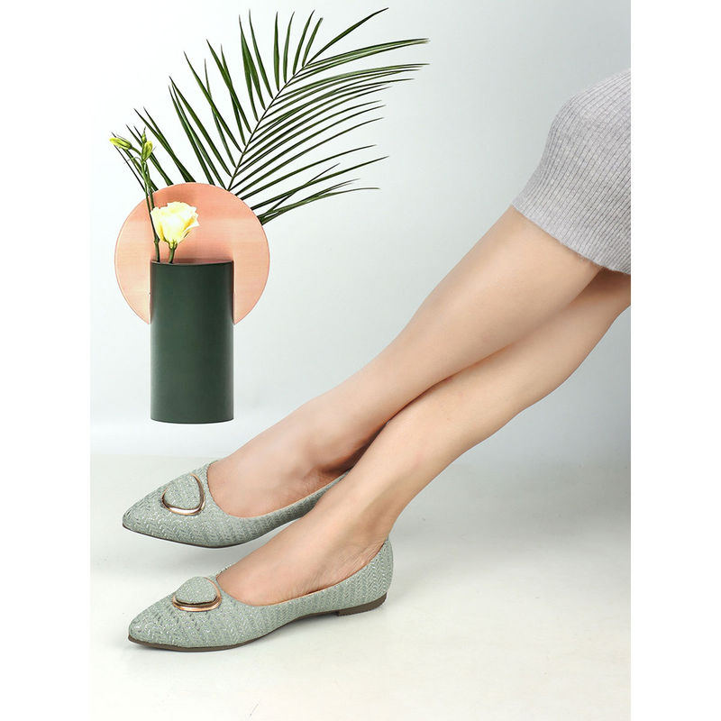 Iconics Womens Fashionable Pista Color Textured Ballerinas (EURO 36)