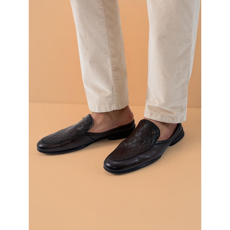 REGAL Brown Men Stylish Textured Mules (UK 11)