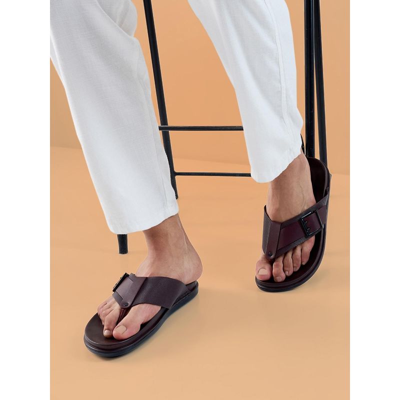 Imperio Brown Men Leather Comfort Sandals (UK 6)