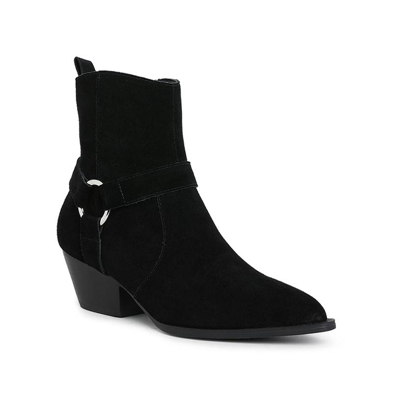 Rag & Co Women Black Harness Detail Casual Boots (EURO 36)