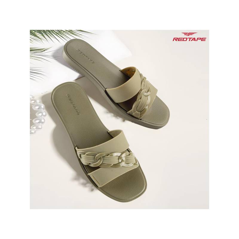 Red Tape Women Olive EVA Comfort Flats (UK 5)