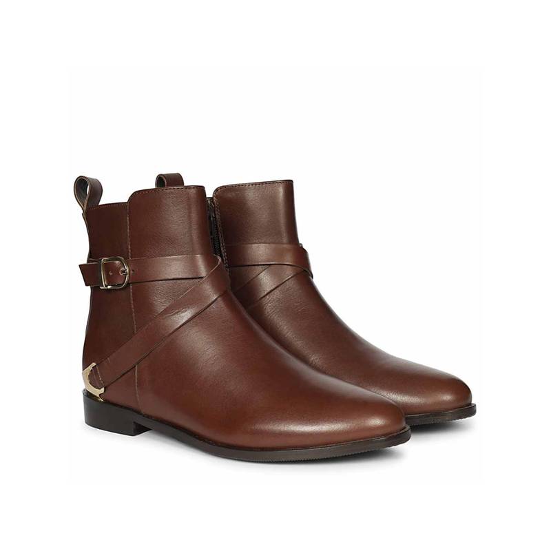 Saint G Women Buckle Decor Brown Leather Casual Boots (EURO 36)