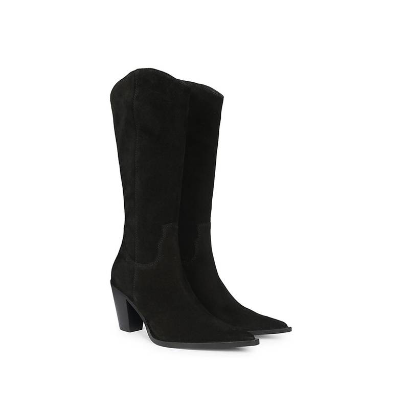 Saint G Women Black Suede High Shaft Cowboy Casual Boots (EURO 36)
