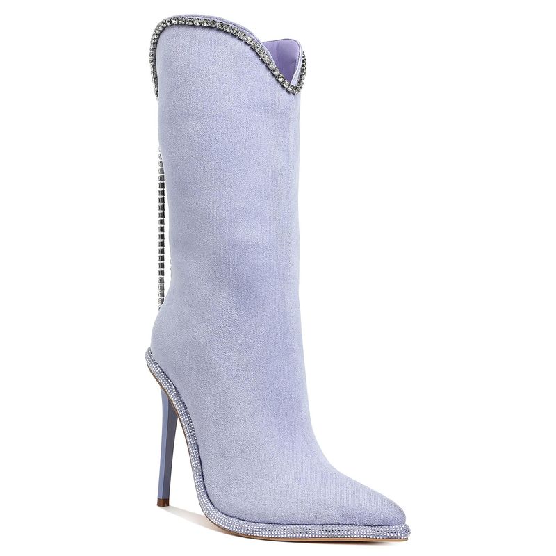 London Rag Lavender Diamante Chain Detail Calf Casual Boots (EURO 36)