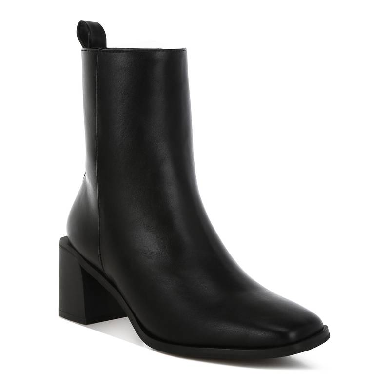 London Rag Women Black Square Toe Faux Leather Casual Boots (EURO 36)